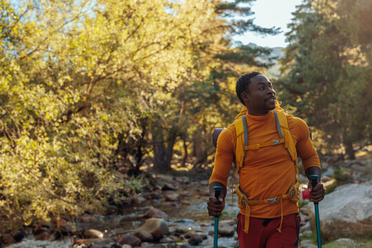 Young male hiker outdoors