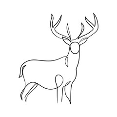 Deer continuous line art illustration. Deer one line art minimalism design