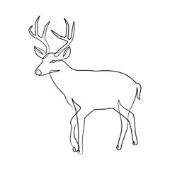 Deer continuous line art illustration. Deer one line art minimalism design
