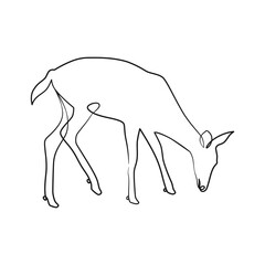 Deer continuous line art illustration. Deer one line art minimalism design