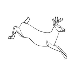 Deer continuous line art illustration. Deer one line art minimalism design