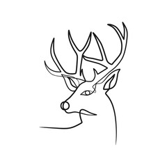 Deer continuous line art illustration. Deer one line art minimalism design