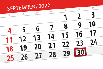Calendar planner for the month september - obrazy, fototapety, plakaty
