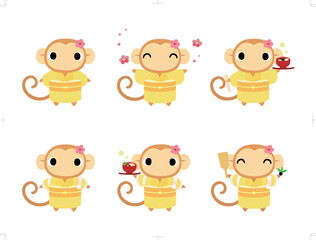 着物のサルアイコン　正月