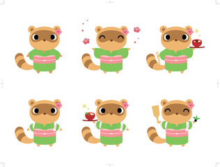 着物のタヌキアイコン　正月