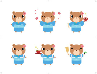 着物のクマアイコン　正月