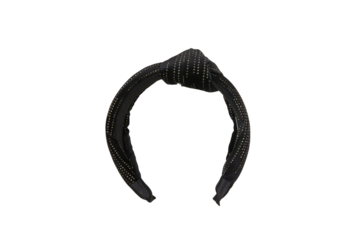 Black Fabric textured headband  on isolated white background, front view. The hair holder.