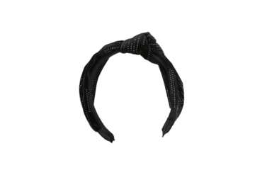 Black Fabric textured headband  on isolated white background, front view. The hair holder.