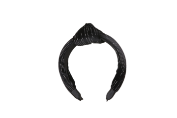 Black Fabric textured headband  on isolated white background, front view. The hair holder.