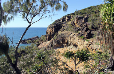 Cliff next to the ocean at Seventeen Seventy in Queensland, Australia