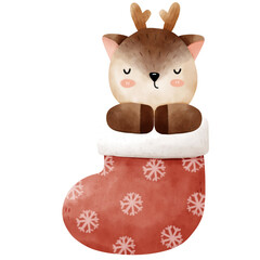 Christmas Reindeer Watercolor