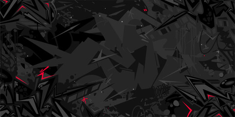 Dark Black Abstract Flat Urban Street Art Graffiti Style Vector Illustration Template Background