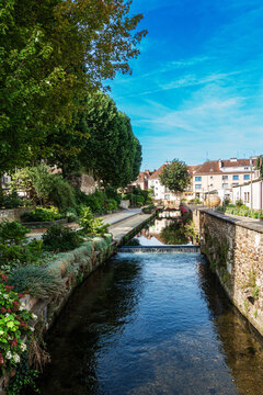 Street view of old village Evreux in France