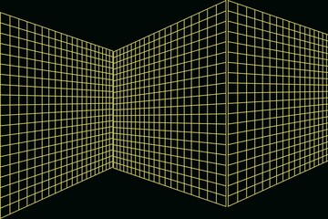Black abstract background with yellow line elements