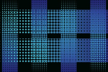 Black abstract background with blue square line elements