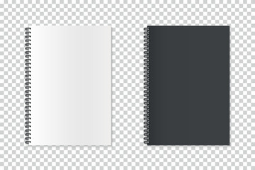 Spiral Notebook Templates - Vector Mock Up Illustrations With Copy Space Isolated On Transparent Background