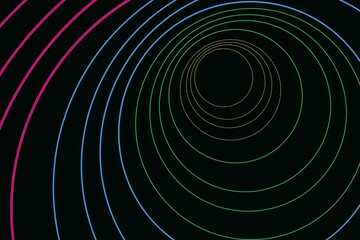 black abstract background with colorful circle line elements