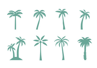Fototapeta na wymiar Green palm trees set