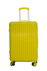 Yellow suitcases isolated on white background included clipping path.