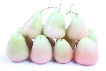 Isolated fresh rose apple fruits on white background