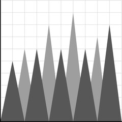 Business graphs and charts icons. Vector Business infographics icons in black and white colors - statistic and data, charts diagrams, money, down or up arrow, financial chart, economy reduction. For p