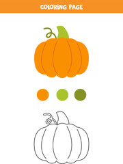 Color autumn pumpkin. Worksheet for preschool kids.