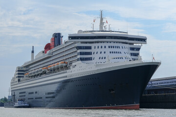 Frontaler Blick auf Ozeanliner im Hamburger Hafen Steinwerder - Font view of ocean liner cruiseship...