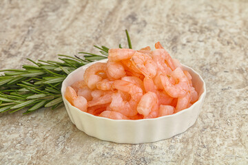 Tasty peeled prawn in the bowl