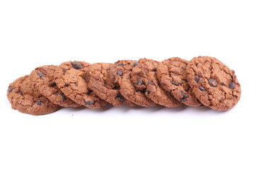 Chocolate chips cookies isolated on white