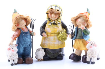 Three shepherds - puppets handmade, isolated and with clipping path
