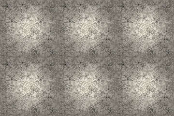 Seamless pattern with interesting doodles on colorfil background. Pano. Raster illustration.