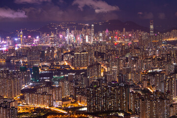 Fototapeta premium Night view at Fei Ngo Shan (Kowloon Peak), Hong Kong