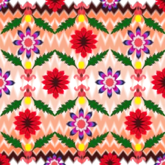 Fotobehang Tropische Bladeren flower group backdrop decorated with gorgeous  blooming flowers and geometric seamless pattern, vector,illustration on background   © ArtDesign thailand