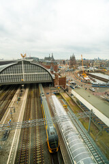 View of Amsterdam train stations from  Ibis hotel Amsterdam , Amsterdam , Netherlands : November 26 ,  2019