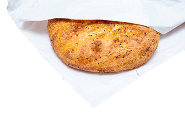 ramadan pita on isolated white background. Traditional Ramadan bread.