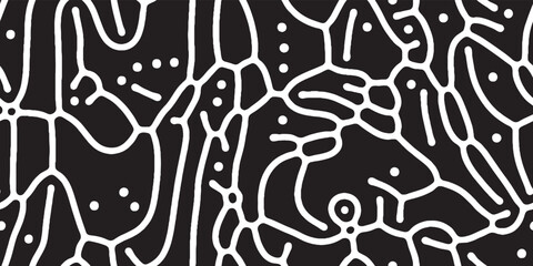 Fototapeta premium Abstract organic seamless pattern in black and white