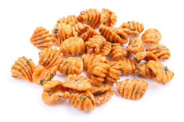 thai dessert called krong-krang-krob or crispy pastry isolated on white background