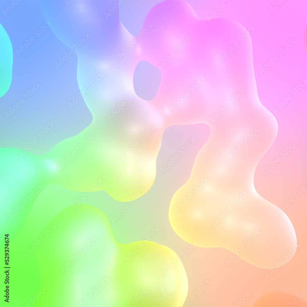 Fototapete neon colored liquid blobs. viscous droplets organic structure. fluid abstract shapes. 3d rendering d
