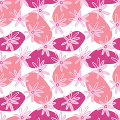 Seamless floral pink pattern. Abstract background with jagged shapes. Festive paper.