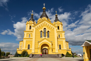 Alexander Nevsky Novoyarmarochny Cathedral in Nizhny Novgorod on a sunny autumn day. Russia