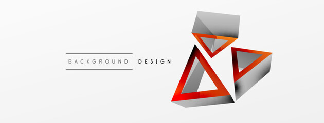 Triangle abstract background. 3d vector basic shape technology or business concept composition. Trendy techno business template for wallpaper, banner, background or landing