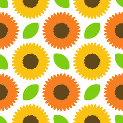 sunflower seamless pattern on white background
