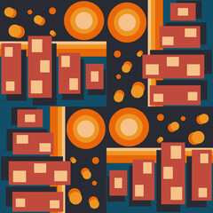 Seamless geometry pattern with circles squares and rectangles.Divided geometry background for activewear and sportswear.