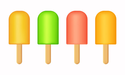 colorful ice cream with mesh technique on white background