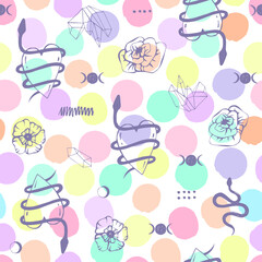 Seamless pattern with magic items. - 529378243