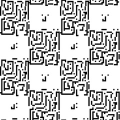 Vector seamless pattern with small squares. Random pixel texture. Black-and-white tetris background. Monochrome QR code