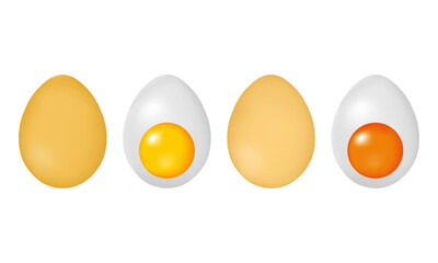 illustration of chicken eggs with two different types with mesh technique on a white background