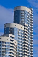 A complex of multi-storey residential buildings on an autumn day