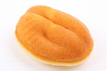 homemade sponge cake on white background