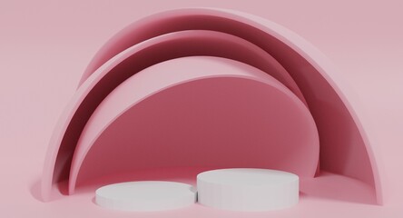 abstract minimalism podium.with Pink background,product display stage,Stage showcas,Shopping poster flash sale banner.Mock up empty screen copy space.3D rendering illustration.